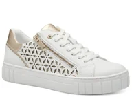 Sneakersy damskie - Buty damskie sneakersy białe na suwak na platformie Marco Tozzi 23701-40 - miniaturka - grafika 1