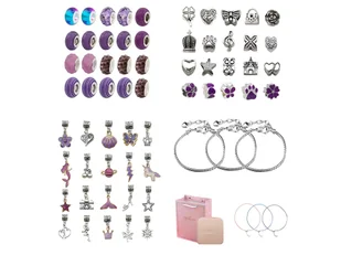 Zestaw Do Tworzenia Robienia Biżuterii, Bransoletek, Charmsy, Zawieszki, Koraliki ODCIENIE FIOLETU + Etui - Masy plastyczne - miniaturka - grafika 5