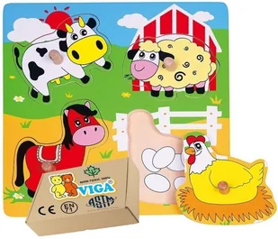 PUZZLE DREWNIANE VIGA dla niemowląt FARMA Układanka Sorter monstessori Viga zabawka montessori - Zabawki sensoryczne PUZZLE DREWNIANE VIGA dla niemowląt FARMA Układanka Sorter monstessori Viga zabawka montessori - Zabawki sensoryczne - miniaturka - grafika 1