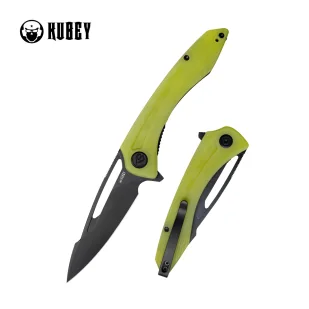 Kubey Merced Knife Translucent Yellow G10, Blackwashed AUS-10 by Sherif Manganas (KU345C) - Noże - miniaturka - grafika 1
