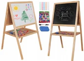 Tablice dla dzieci - Duża drewniana dwustronna tablica kredowa magnetyczna 120cm solidna - miniaturka - grafika 1