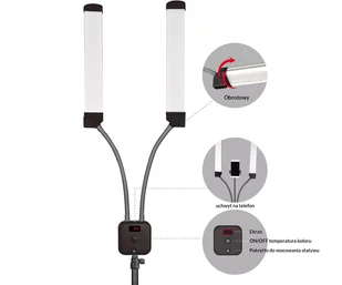 Lampa podwójna Dual Led GLAM Make Up do Makijażu, Rzęs, 40W - Lampy kosmetyczne - miniaturka - grafika 1