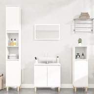 Meble łazienkowe - vidaXL 3-cz. zestaw mebli łazienkowych, biały, materiał drewnopochodny - miniaturka - grafika 1
