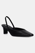Czółenka - Calvin Klein czółenka skórzane HEEL SLING PUMP 50 - LTH kolor czarny na słupku z odkrytą piętą HW0HW02267 - miniaturka - grafika 1