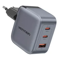 Ładowarki do telefonów - Ładowarka GaN Vention USB-C+C+A 70W Szara - miniaturka - grafika 1