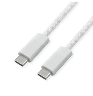 Kabel ROLINE USB4 Gen3x2, z Emark, C-C, M/M, 240W, biały, 1 m - Kable USB - miniaturka - grafika 1