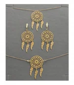 Zestawy biżuterii dla kobiet - Złoty Komplet z ŁAPACZEM SNÓW srebro 925 PUDEŁKO DUŻY Łapacz snów 40 cm - miniaturka - grafika 1