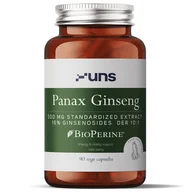 Witaminy i minerały dla sportowców - UNS Panax Ginseng 500mg Standardized Extract 16% Ginsenosides Der 10:1 90vegcaps - miniaturka - grafika 1