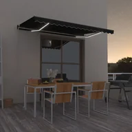 Markizy - VidaXL Lumarko Ręcznie zwijana markiza z LED, 450x350 cm, antracytowa! 3069204 VidaXL - miniaturka - grafika 1