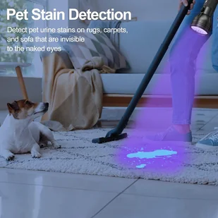 Latarka UV Black Light, vansky 51 LED Black Light PET Wykrywacz moczu, odpowiedni do moczu psa / kota, suchych plam, robaków, z PET Flavor Remover - Latarki - miniaturka - grafika 1