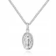 Łańcuszki - Srebrny łańcuszek medalik chrzest Komunia 50cmLM33 - miniaturka - grafika 1