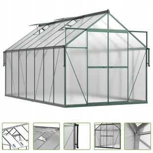 Szklarnia z Poliwęglanu Ogrodowa 3x4 Slide-In 429x244cm Zielona UV +Gratis - Szklarnie ogrodowe - miniaturka - grafika 1