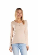 Bluzki damskie - Bluzka polo z ozdobnymi guzikami pudrowy róż/Golden queen - miniaturka - grafika 1