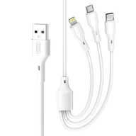 Kable USB - XO kabel NB230 3w1 USB + USB-C + microUSB + Lightning 1,0m 2,4A biały - miniaturka - grafika 1