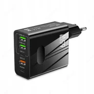 Ładowarki do telefonów - Szybka Ładowarka Sieciowa 65W GaN 2xUSB 1xUSB QC3.0 1xUSB-C 1xPD 25W Czarna - miniaturka - grafika 1