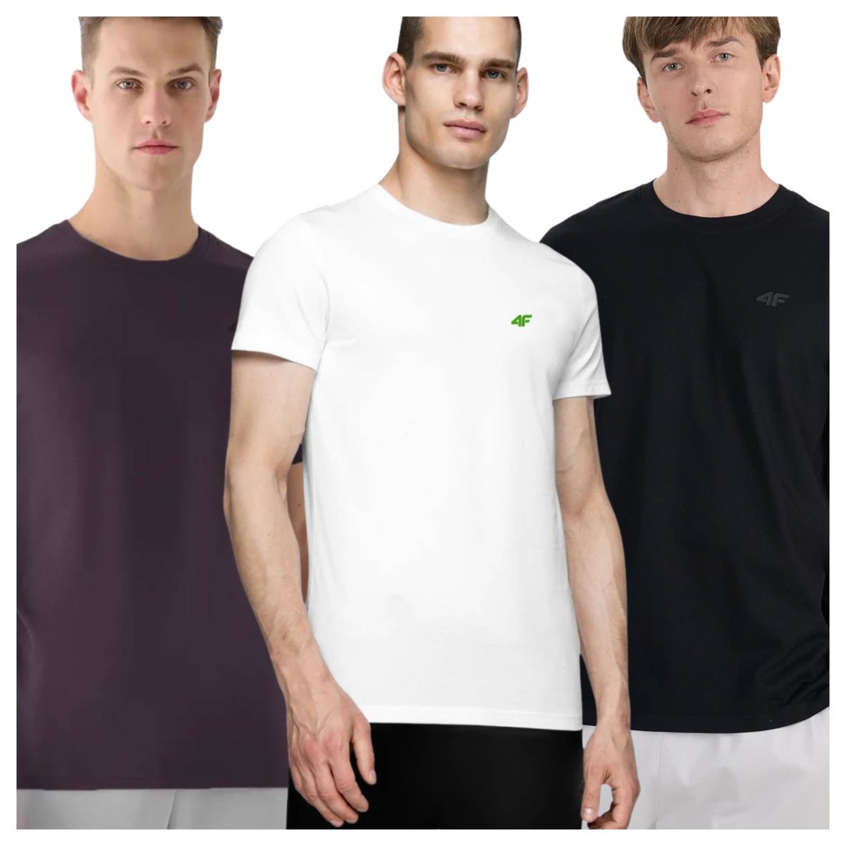 T-shirt męski (ZESTAW KOSZULEK 3 SZT.) 4F 4FWSS25TTSHM3965-95S Wielkokolorowy Roz. S