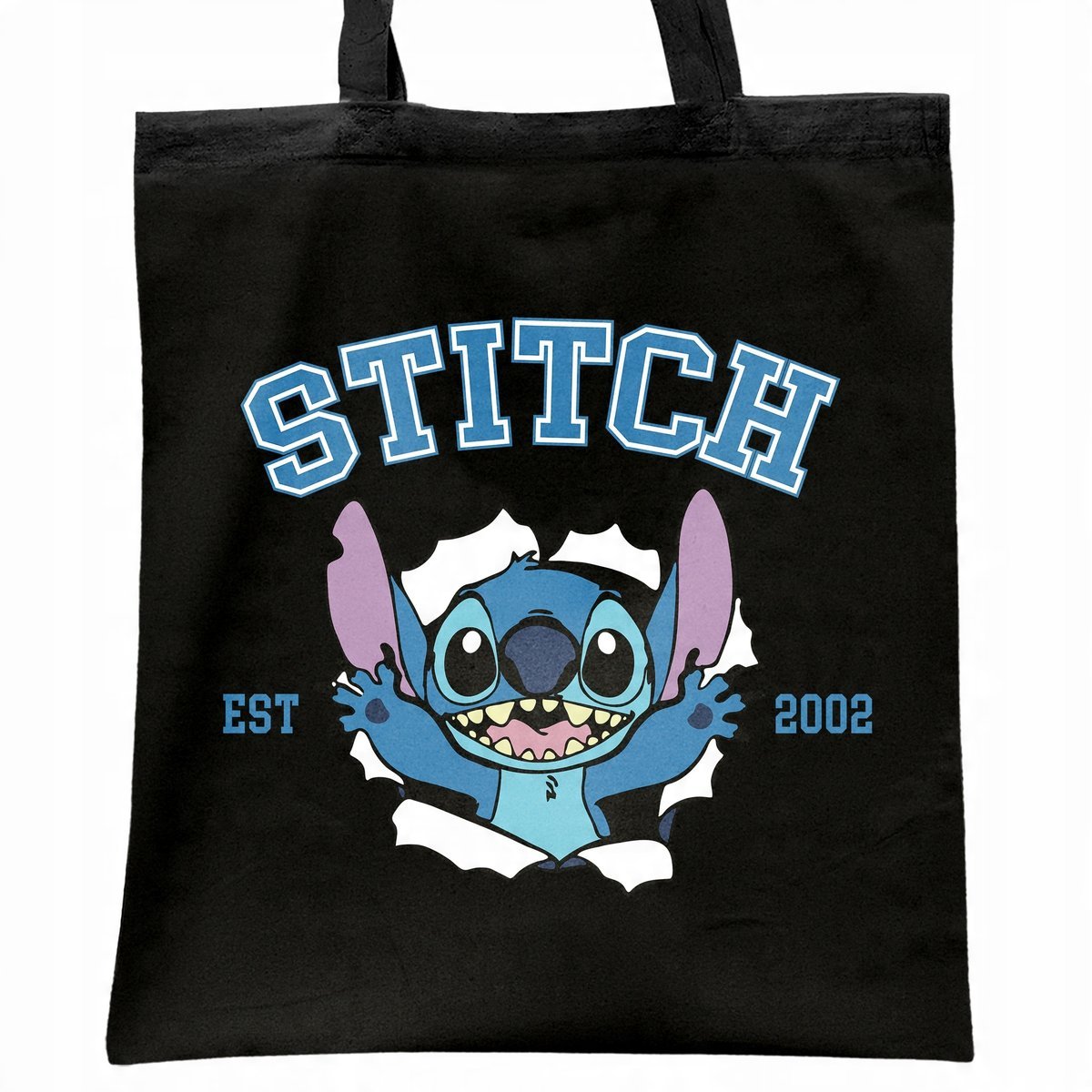 Torba bawełniana czarna na zakupy Stitch Lilo i Stich Dla Fanów