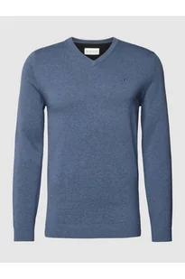 Sweter z dzianiny z dekoltem w serek - Tom Tailor - Swetry męskie - miniaturka - grafika 1