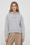 Bluzy damskie - Pepe Jeans bluza Nanette damska kolor szary z kapturem z aplikacją - miniaturka - grafika 1