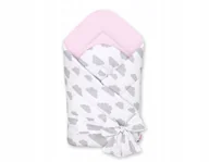 Rożki i beciki - Dwustronny rożek dla niemowląt miękki z wiązaniem - chmurki szare - miniaturka - grafika 1