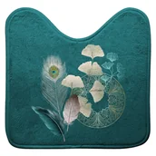 Dywaniki łazienkowe - Turkusowy dywanik łazienkowy do WC 45x45 cm Ginkoblue – douceur d'intérieur - miniaturka - grafika 1