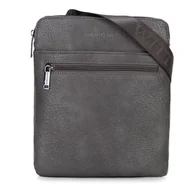 Torebki damskie - Mała listonoszka z imitacji skóry szara - miniaturka - grafika 1