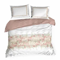 Pościel - Eurofirany Pościel satynowa 220x200 Spring 25 biała zielona kwiaty - miniaturka - grafika 1