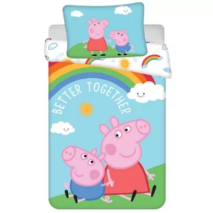 Pościel bawełna 100x135 + poszewka Peppa tęcza - Pościel dla dzieci - miniaturka - grafika 1
