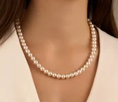 Naszyjniki - Naszyjnik "Born in the Sea" z białych pereł 8mm oraz srebra 925 pozłacanego - miniaturka - grafika 1