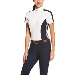 Koszulki jeździeckie - Ariat Koszulka konkursowa FASHION APTOS COLORBLOCK damska - white/navy - grafika 1