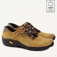 Półbuty męskie - Męskie skórzane buty trekkingowe Cooper zielone - BRILU - miniaturka - grafika 1