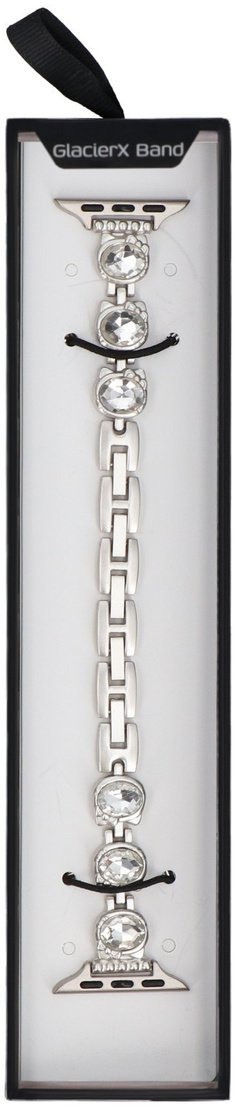 GlacierX bransoleta do smartwatcha Zirconia Round Chain Bracelet Cosmic Glow do Apple Watch 38/40/41mm Srebrna matowa