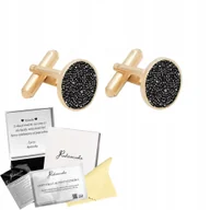 Spinki do mankietów i krawatów - Złote Spinki do Mankietów Srebrne Kryształy Dzień Ojca Prezent 925 ŻYCZENIA - miniaturka - grafika 1