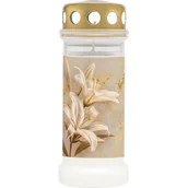 Lampiony i znicze - Znicz z ozdobną naklejką lilie 17,3 cm 70 h - miniaturka - grafika 1