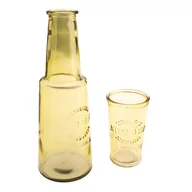 Karafki - Żółta szklana karafka ze szklanką, 800 ml - miniaturka - grafika 1