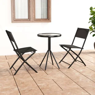3-cz. zestaw mebli bistro, stalowy, czarny - Meble ogrodowe - miniaturka - grafika 1