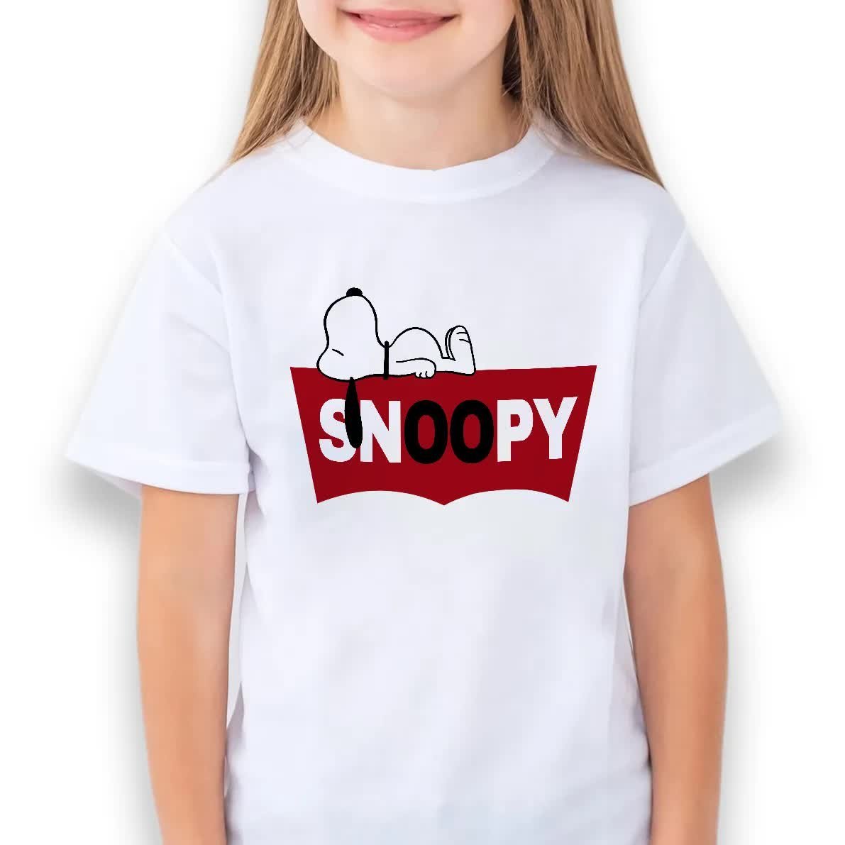 KOSZULKA BAWEŁNIANIA DZIECIĘCA BIAŁA DLA FANA PIESKA SNOOPY WZORY - 110