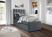 Łóżka - Łóżko tapicerowane RUSSO 90 cm szare z wysuwanym dolnym materacem - miniaturka - grafika 1