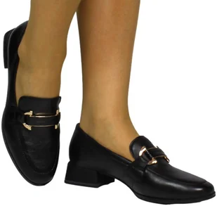 Mokasyny Eleganckie Marco Tozzi 2-24206-43 001 Black Czarne Skóra Naturalna - MARCO TOZZI - Mokasyny damskie - miniaturka - grafika 1