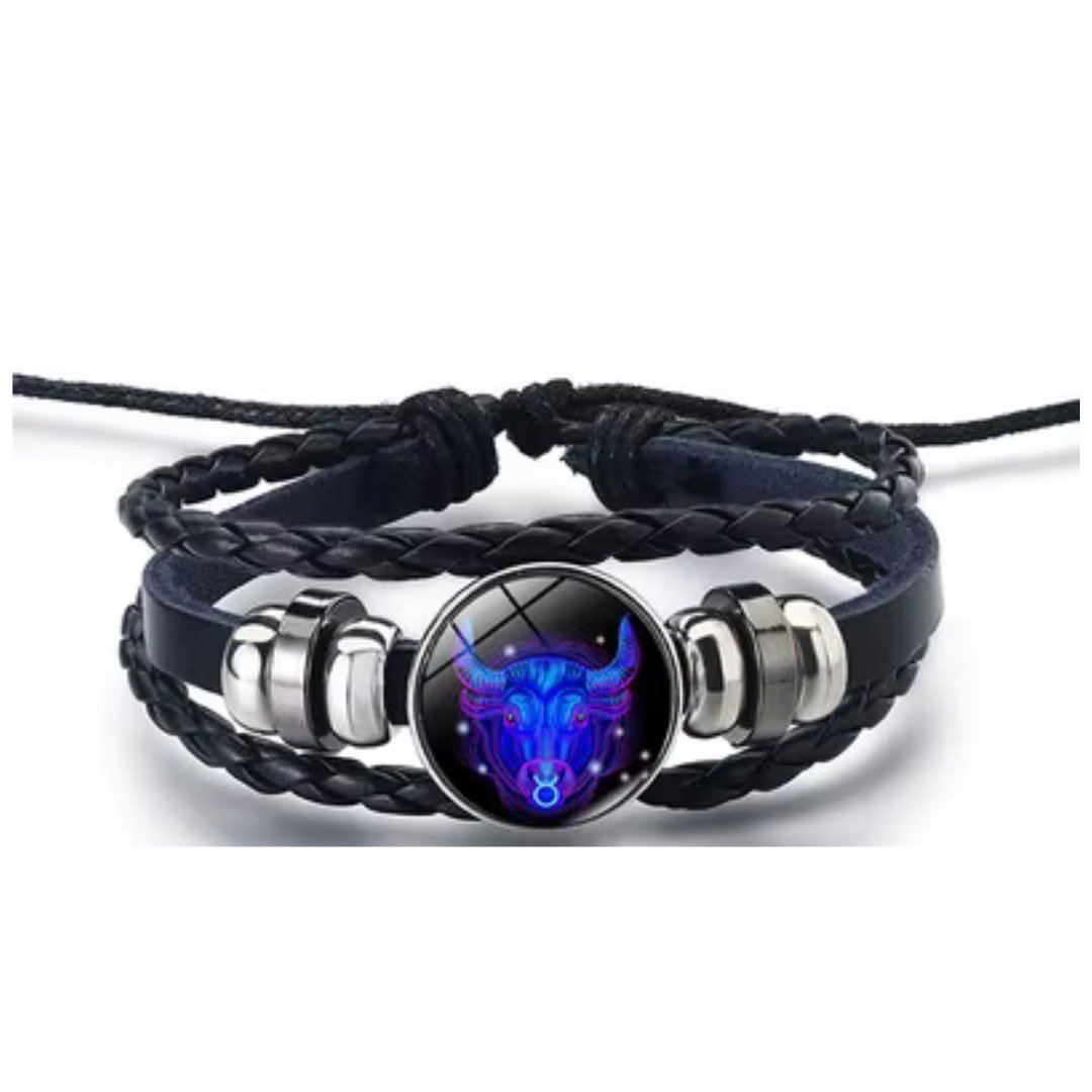 Zodiakalna Bransoletka Byk Pleciona Regulowana Biżuteria Unisex
