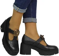 Czółenka - Czółenka Stylowe Karino 5289-126 P Czarny Lico Skóra Naturalna - KARINO - miniaturka - grafika 1