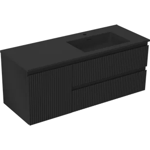 Mexen Rivel szafka łazienkowa 120 cm z umywalką Otis prawą, 2S, 1D, ryflowana, czarna mat - 91A23-12047-3-BBFFF71-W18P71 - Szafki łazienkowe - miniaturka - grafika 1