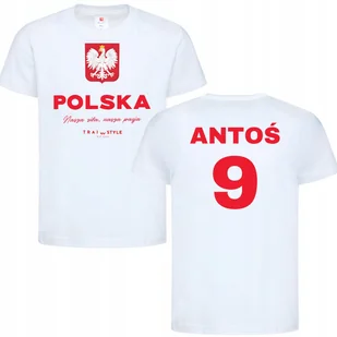 Koszulka dziecięca Piłkarska kibica piłkarza POLSKA Wpisz Swoje Imię i Nr - Piłka nożna - miniaturka - grafika 1