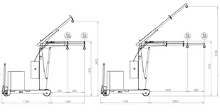 Żurawik z przeciwwagą, napęd ręczny, ramię elektryczne (udźwig: 500-1000 kg, wys. podnoszenia: 1970-2670 mm) 03080215 - Wyposażenie gospodarstwa rolnego - miniaturka - grafika 3