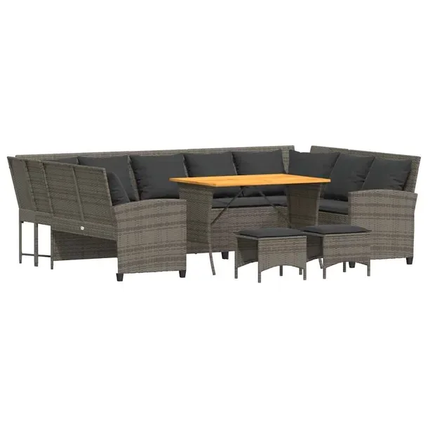 Zestaw wypoczynkowy ogrodowy szary rattan PE 288 x 181 x 87,5 cm