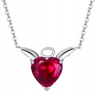 Łańcuszki - Srebrny łańcuszek pr 925 z czerwonym SERCEM LS019 - miniaturka - grafika 1