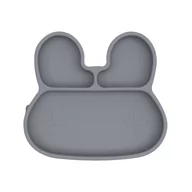 Miseczki i talerzyki dla dzieci - Silikonowy talerzyk z przyssawką Króliczek We Might Be Tiny - Grey - miniaturka - grafika 1