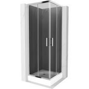 Kabiny prysznicowe - Mexen Rio kabina prysznicowa kwadratowa 70x70 cm, grafit, chrom + brodzik Rio, biały - miniaturka - grafika 1