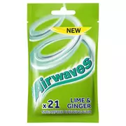 Airwaves Lime & Ginger Bezcukrowa guma do żucia 29 g (21 sztuk)