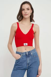 Koszulki sportowe damskie - Calvin Klein Jeans top damski kolor czerwony - grafika 1